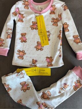 Pink Teddy Bear Pajama Set with Pink Accents